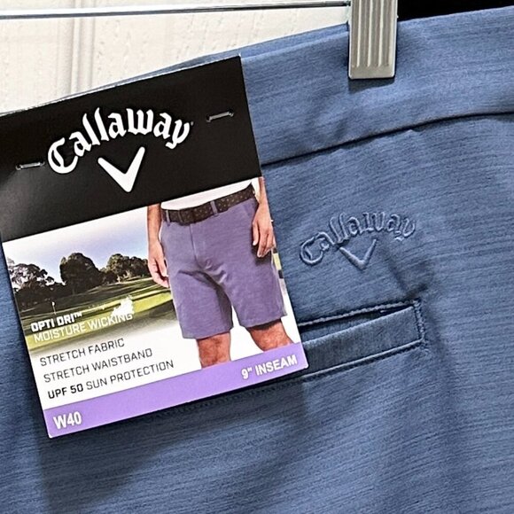 New Callaway Golf Shorts Size W40 Blue Opti-Dri Moisture Wicking Stretch Dressy - Picture 12 of 15